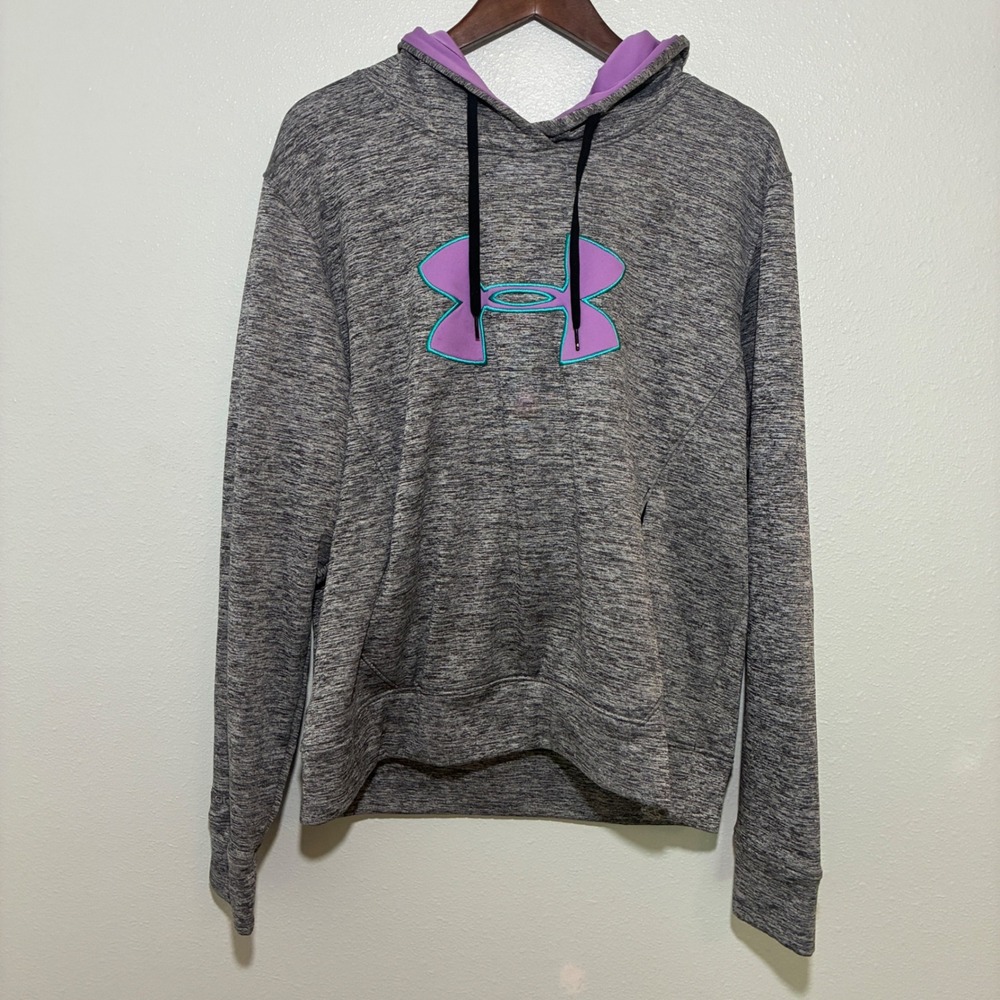 XL Under Armour Storm Hoodie Womens Medium Gray Purple Space Dye Pullover